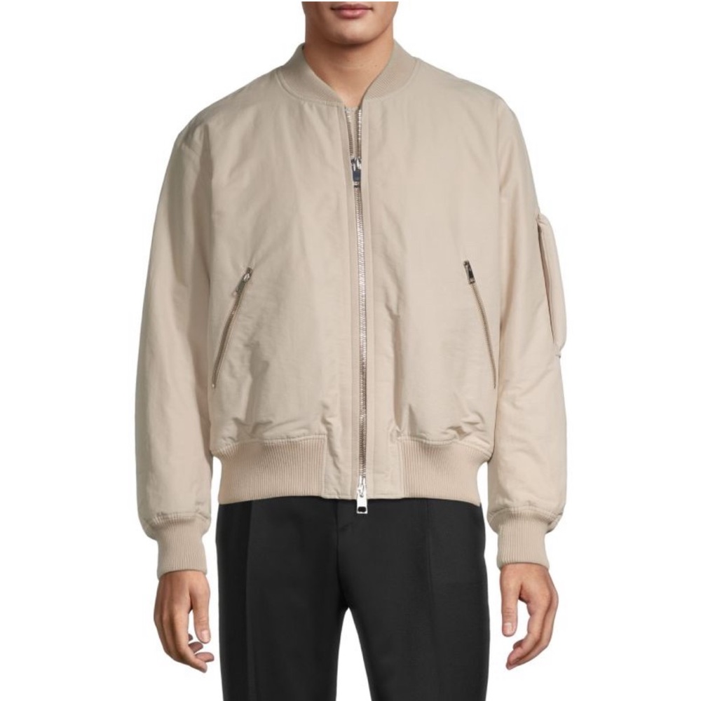 Bottega Veneta Mens Solid Bomber Jacket Desert